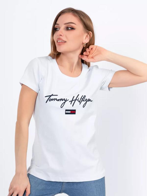 Футболка женская приталенная белая Tommy Hilfiger 216249400 Футболка женская приталенная белая Tommy Hilfiger 216249400